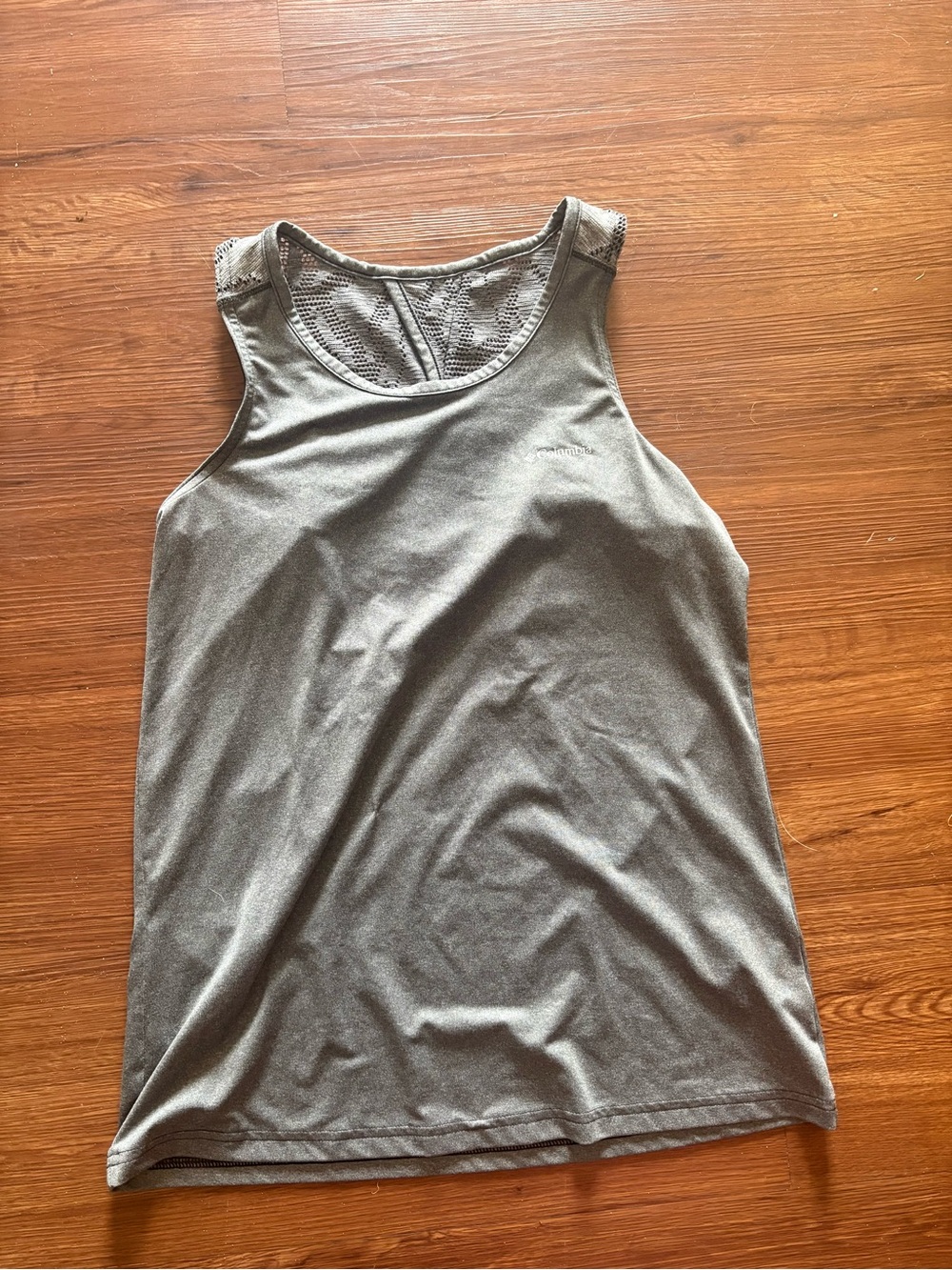 Women's gray Athletic Tank Top with Mesh Back Panel